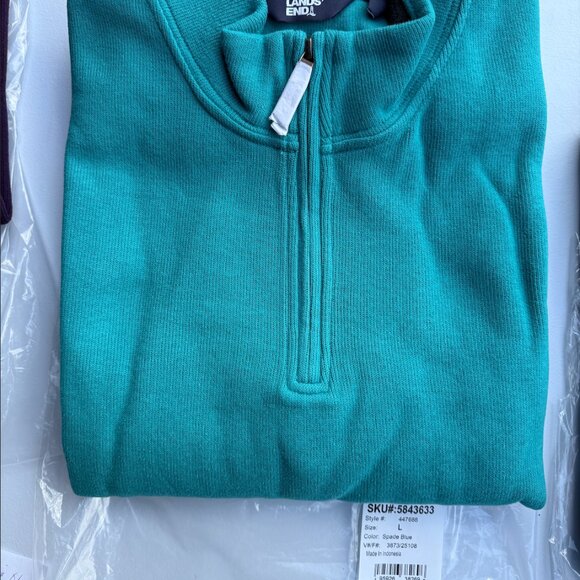 Lands' End Men's Bedford Rib Sweater Quarter Zip Pullover Sz M,L Spade Blue - Picture 7 of 8